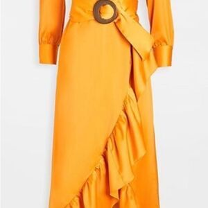 WAYF orange/golden wrap maxi dress size small brand new with tags